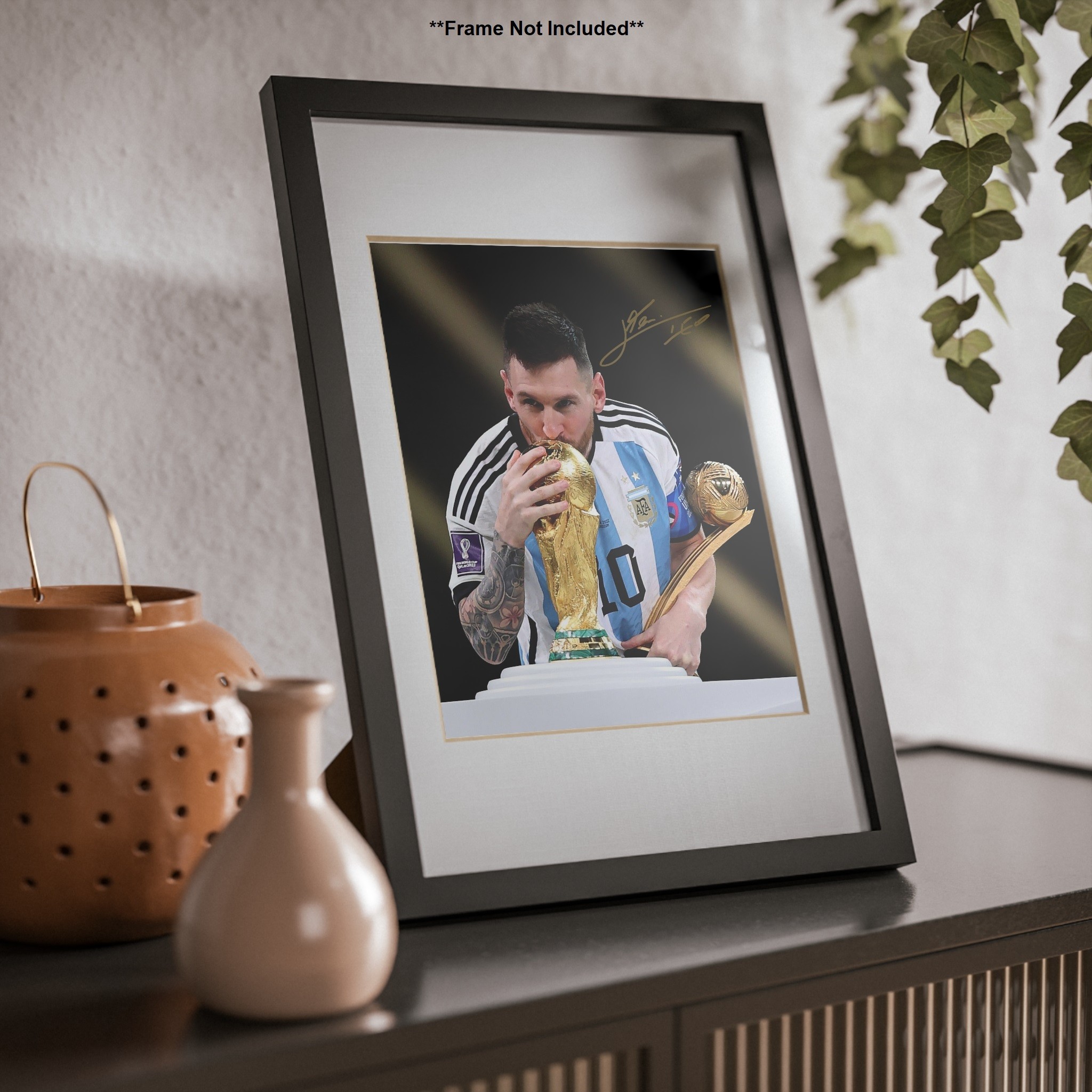 Lionel Messi Argentina Soccer Goat World Cup Winner Signed Photo Autograph Print