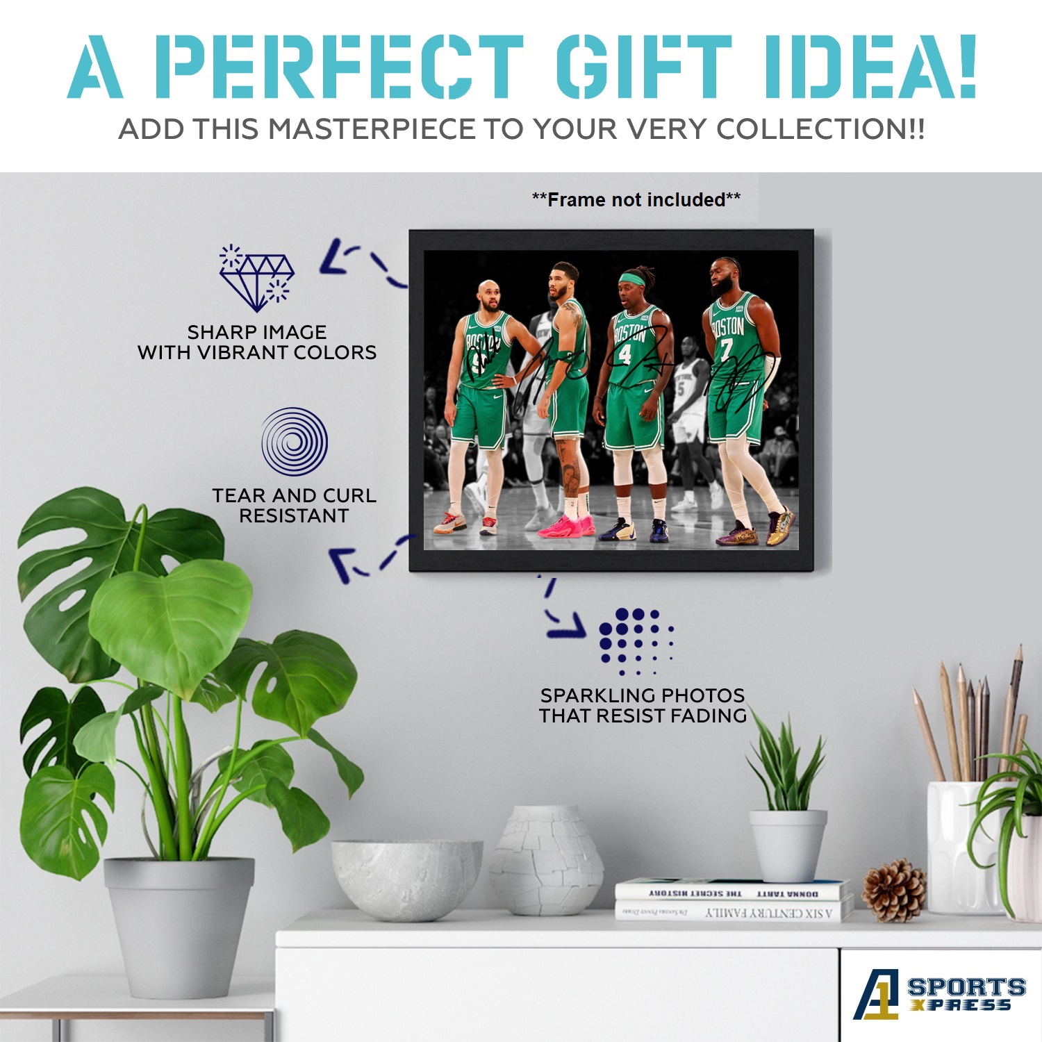 Jayson Tatum Jaylen Brown Holiday White Boston Celtics Signed Photo Auto Print