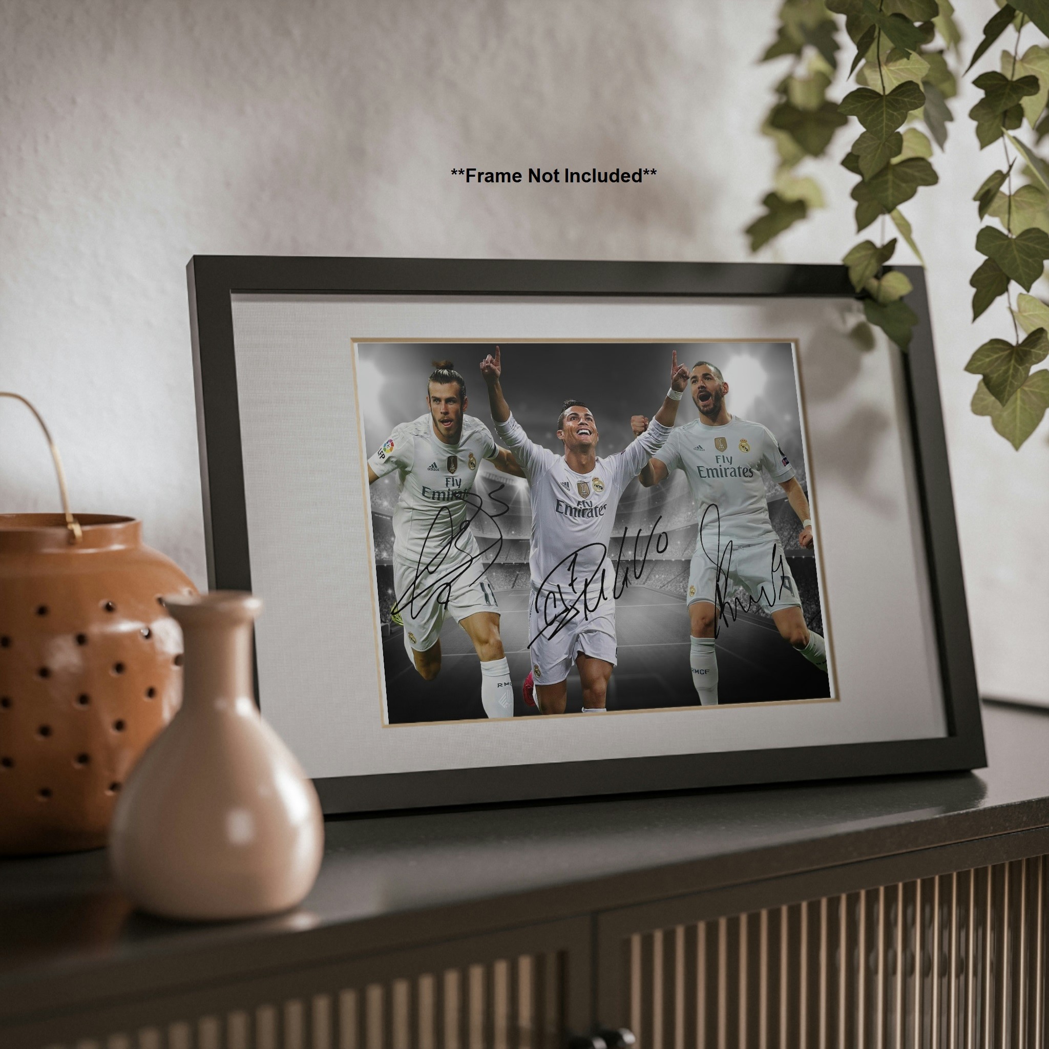 Cristiano Ronaldo Bale Karim Benzema Real Madrid Signed Photo Autograph Print