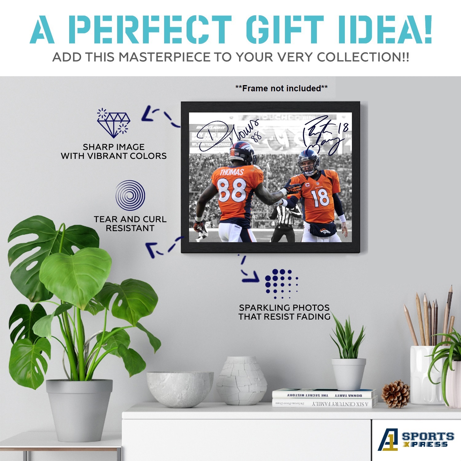 Peyton Manning Demaryius Thomas Denver Broncos Signed Photo Autograph Print