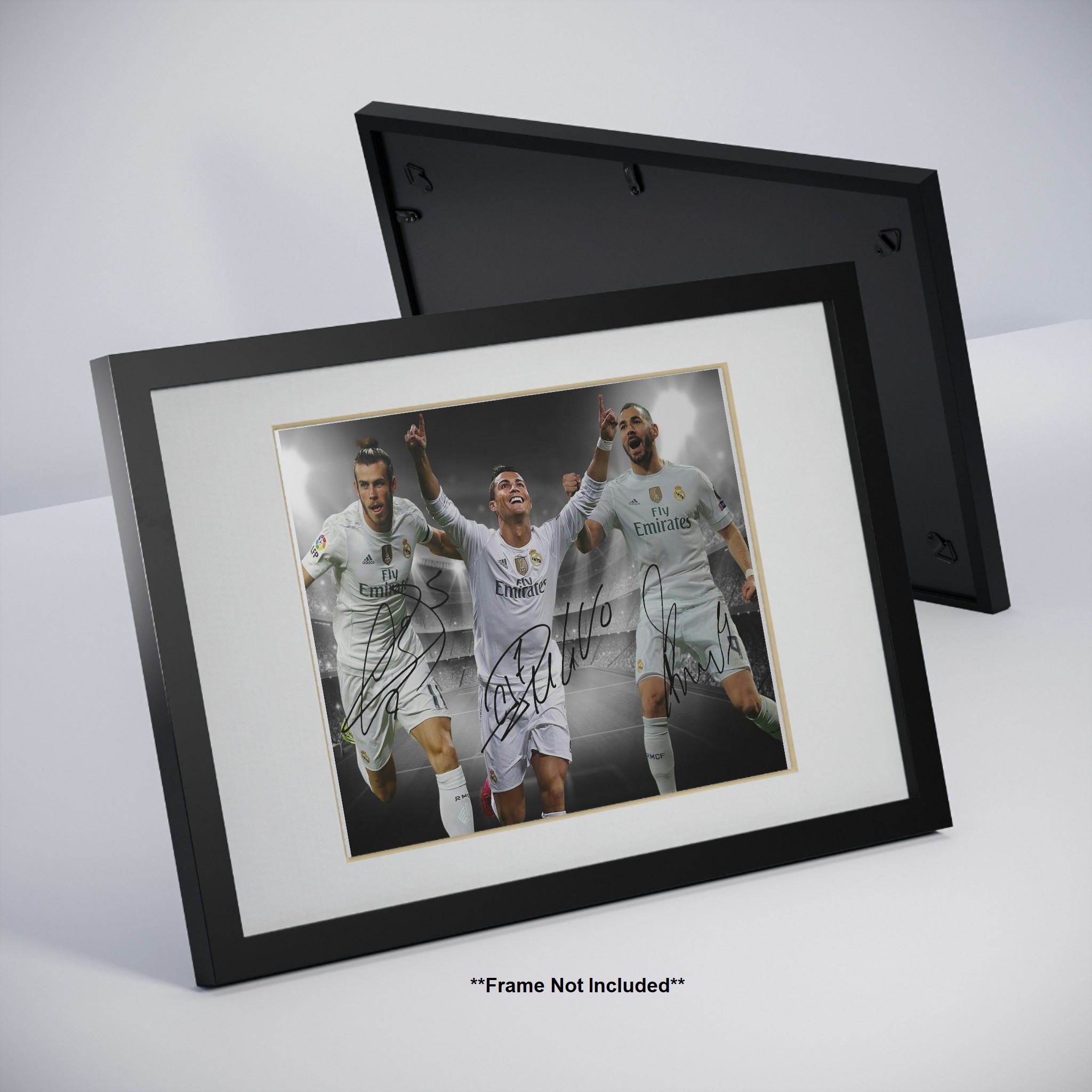 Cristiano Ronaldo Bale Karim Benzema Real Madrid Signed Photo Autograph Print