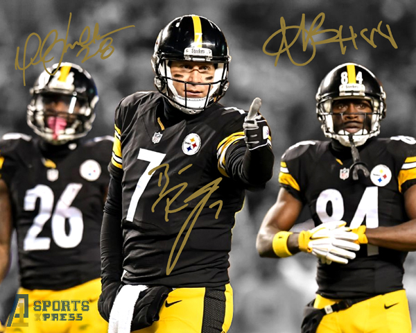 Ben Roethlisberger Antonio Brown Le'Veon Bell Steelers Signed