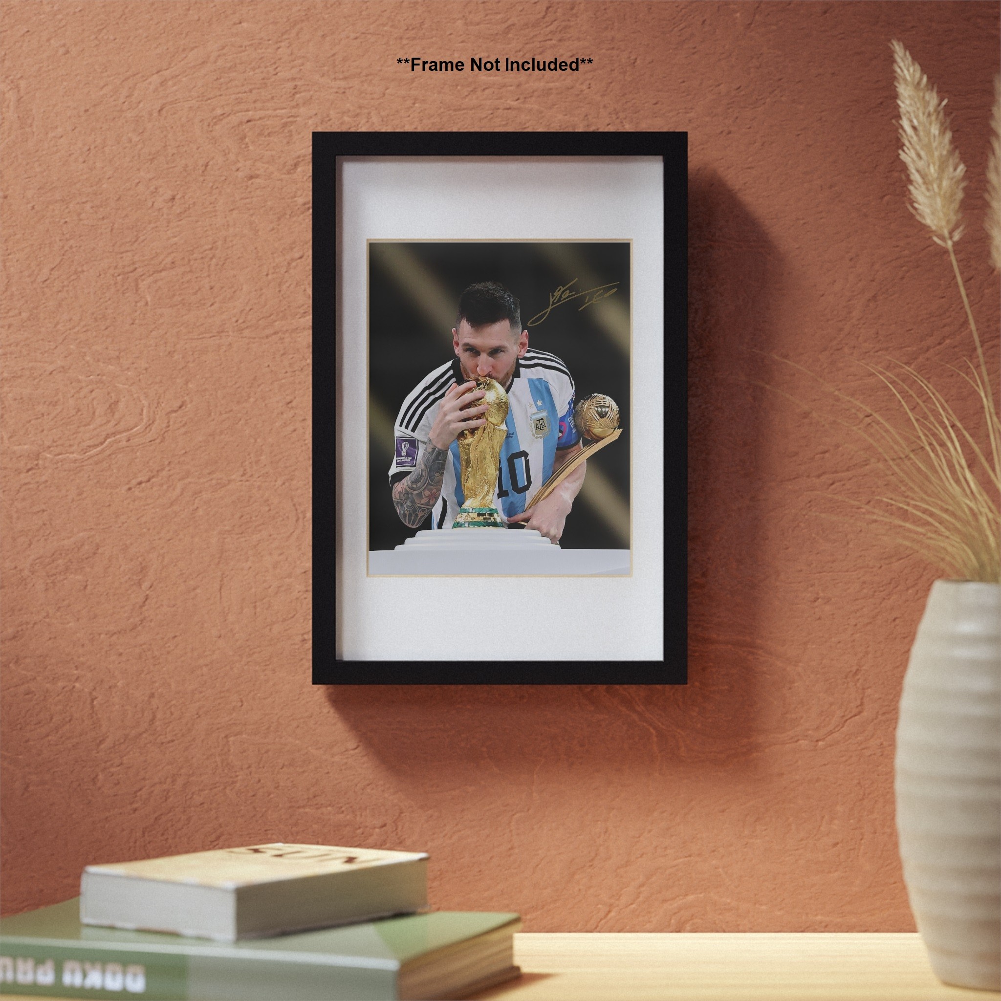 Lionel Messi Argentina Soccer Goat World Cup Winner Signed Photo Autograph Print