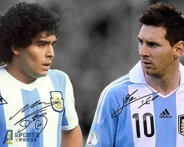 Lionel Messi Diego Maradona Argentina Soccer Goats Signed Photo Autograph Print
