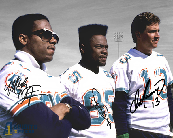 Dan Marino Mark Duper Mark Clayton Miami Dolphins Signed Photo Autograph Print