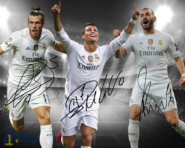 Cristiano Ronaldo Bale Karim Benzema Real Madrid Signed Photo Autograph Print