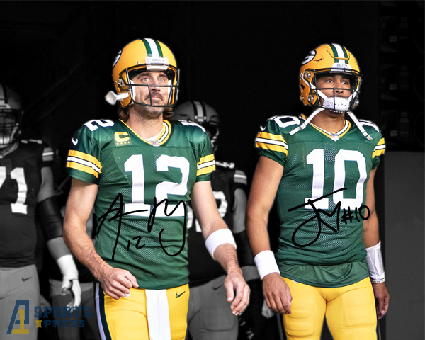 Aaron Rodgers Jordan Love Green Bay Packers Signed Photo Autograph Print