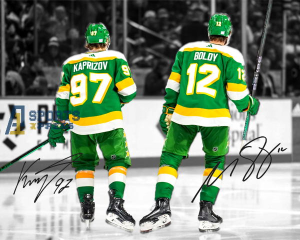 Matt Boldy Kirill Kaprizov Minnesota Wilds Signed Photo Autograph Print