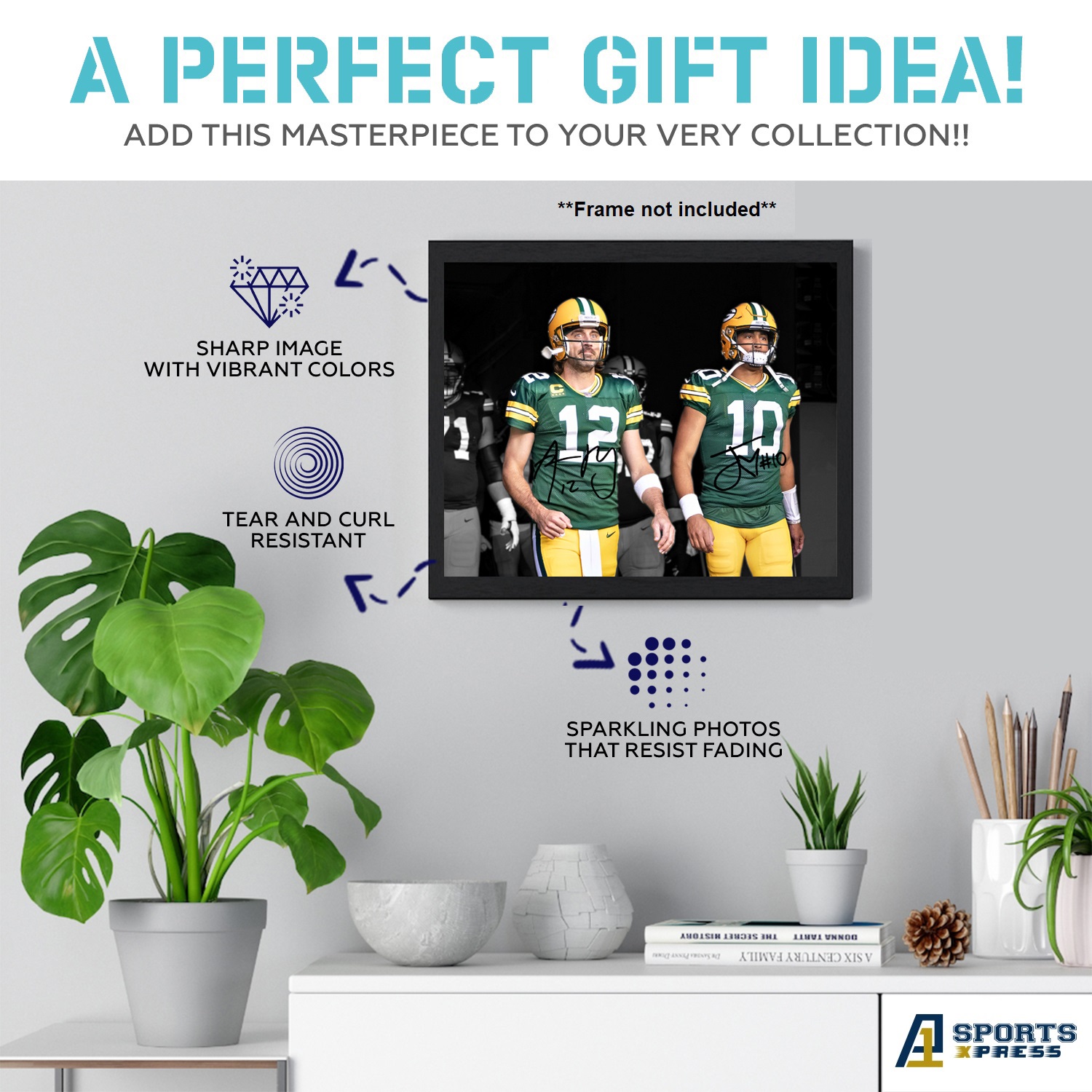 Aaron Rodgers Jordan Love Green Bay Packers Signed Photo Autograph Print