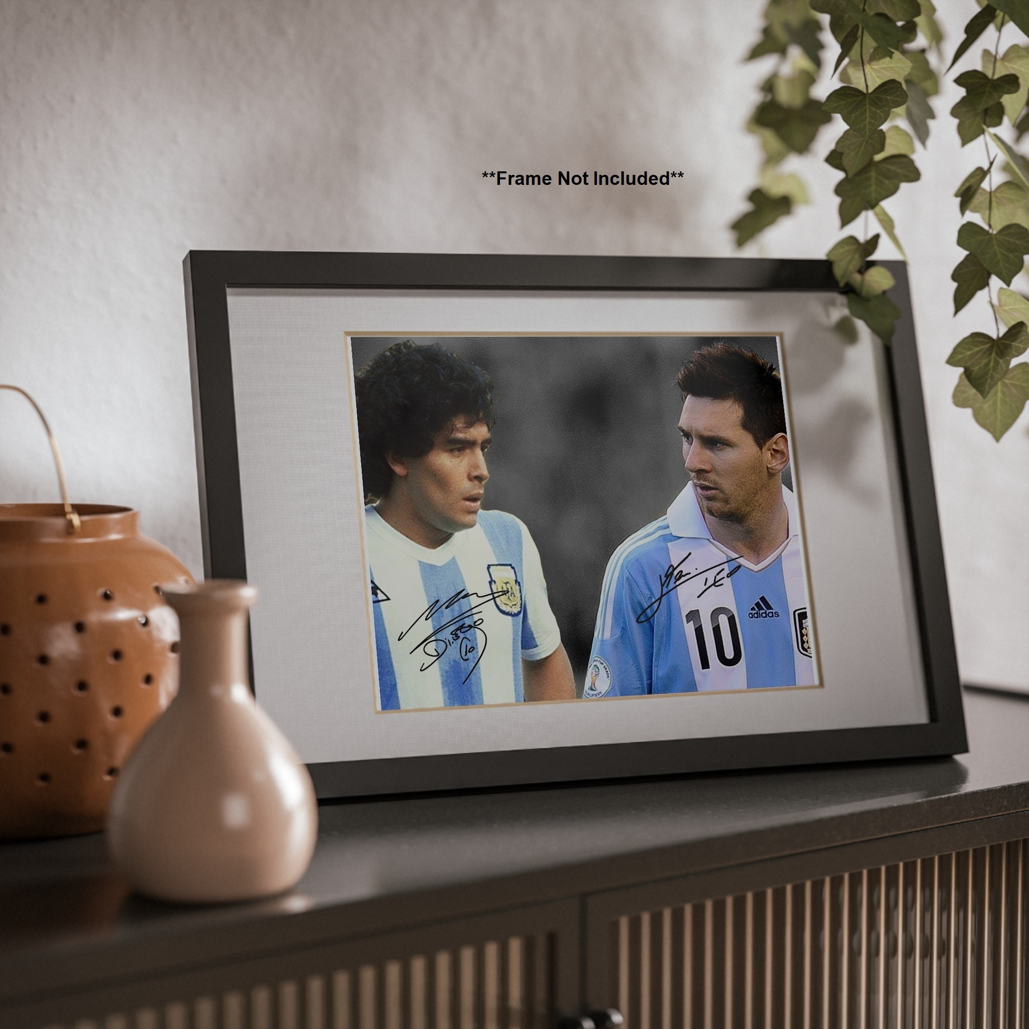 Lionel Messi Diego Maradona Argentina Soccer Goats Signed Photo Autograph Print