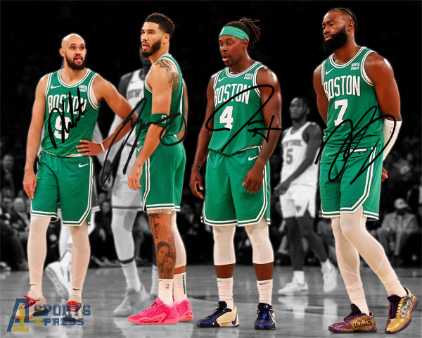 Jayson Tatum Jaylen Brown Holiday White Boston Celtics Signed Photo Auto Print
